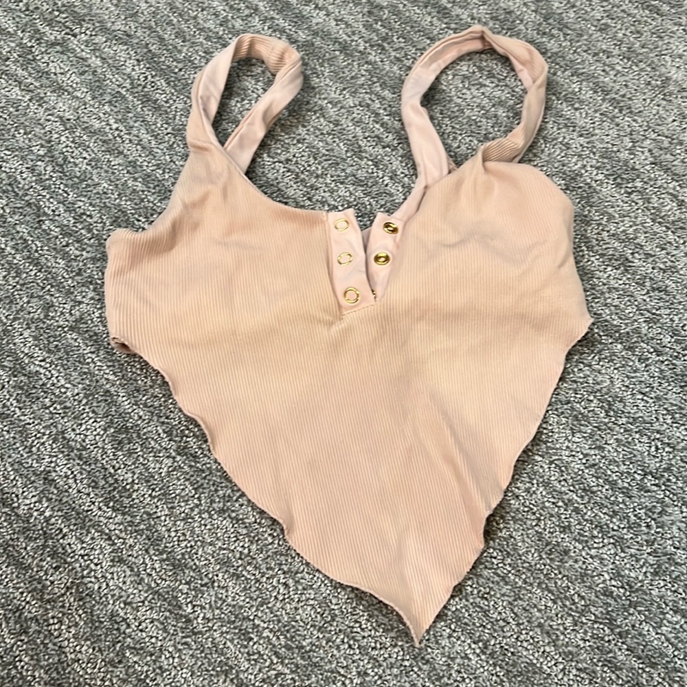Beach bunny button and tie front top